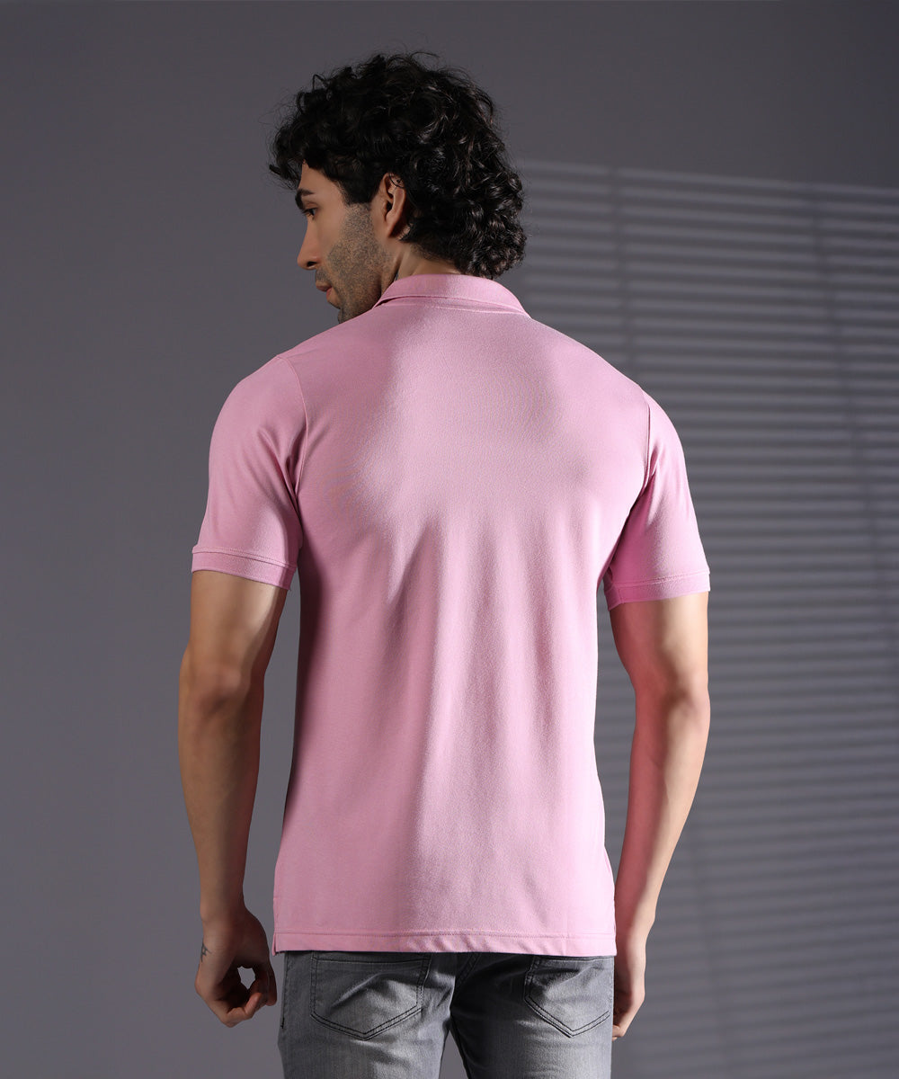 Naturefab Men’s Organic Bamboo Polo Tshirt Ultimate Pink-5