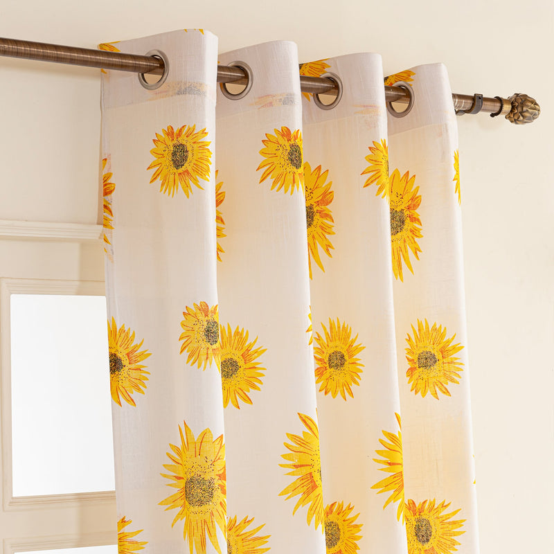 Imprimer Blooming Sunflowers - Printed Sheer Eyelet Curtain-2