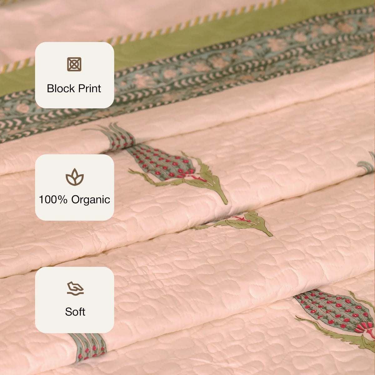 Dew Drops - Handblock Bedcover-3