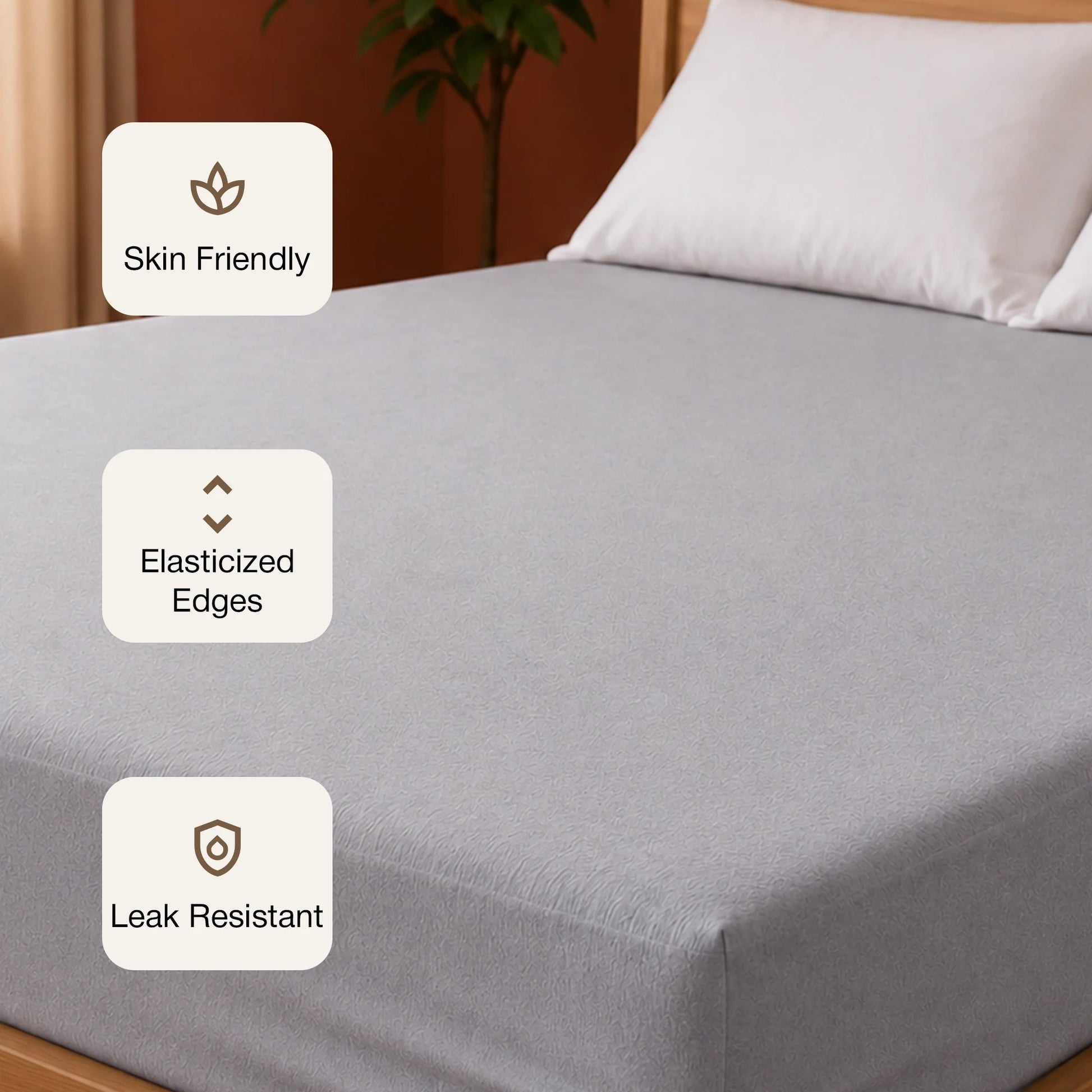 Fort - Terry Solid Mattress Protector (Grey)-3