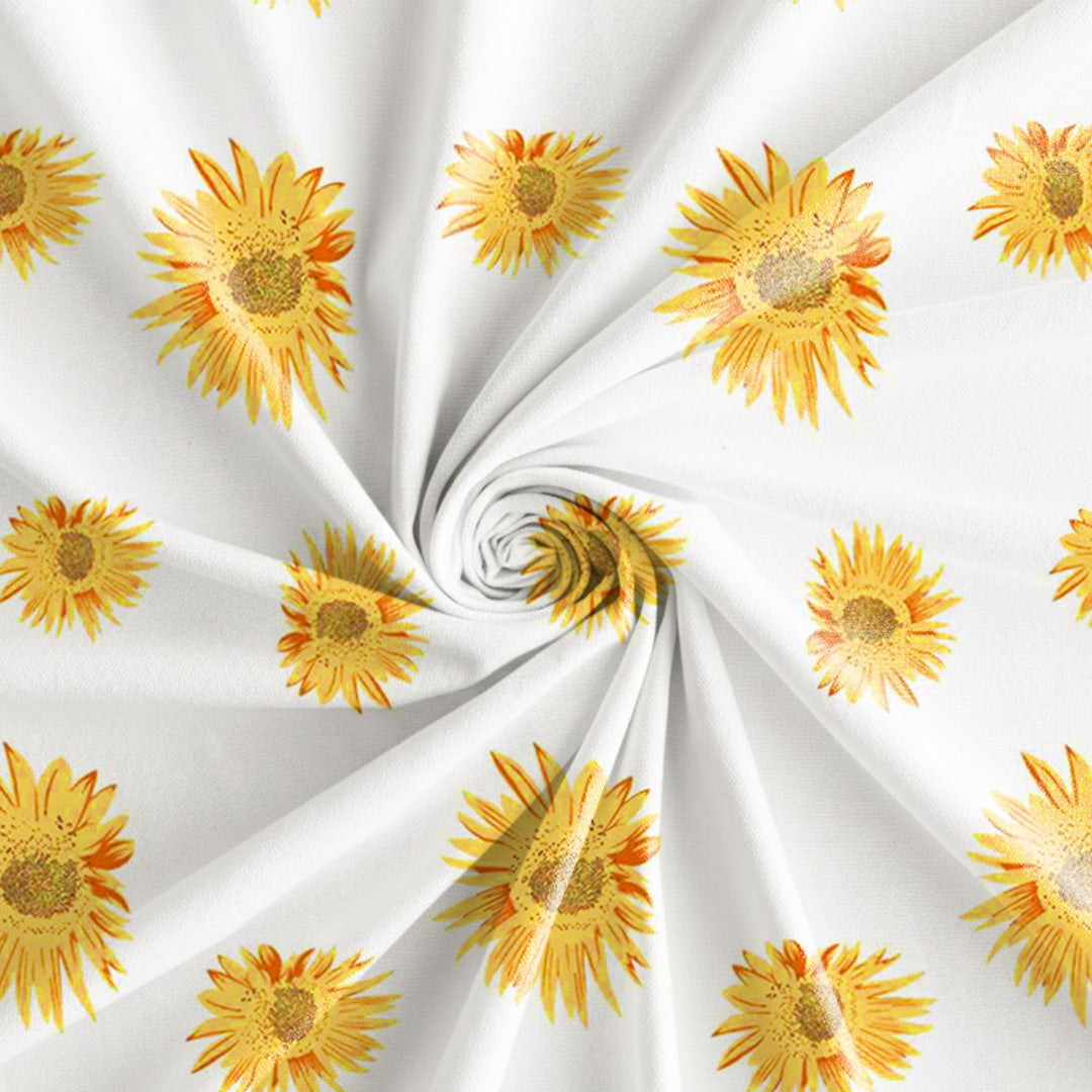 Yellow Sunflower Printed Rod Pocket Duck Curtain-4