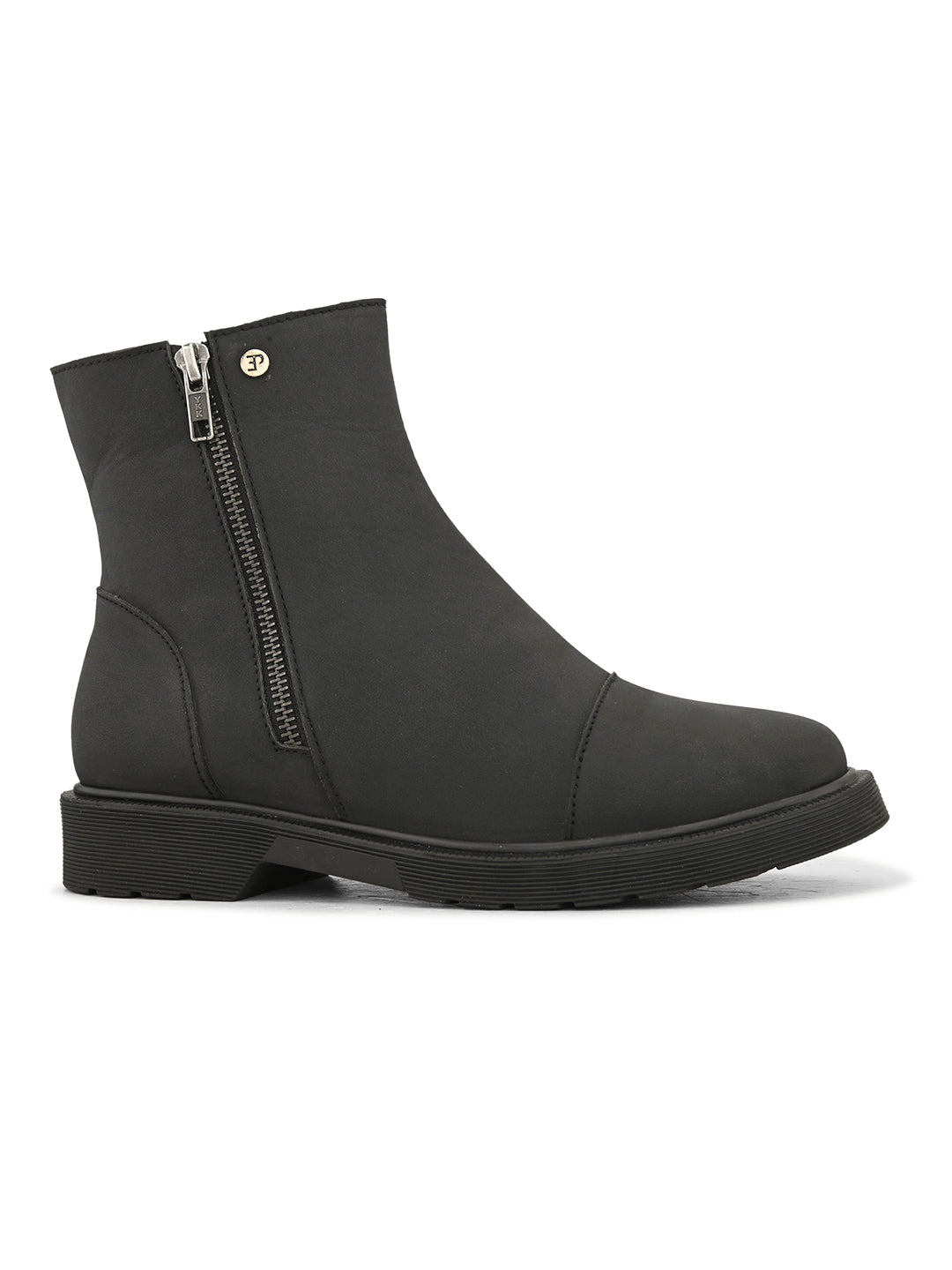 EL PASO Women Black Faux Leather Casual Chelsea Boots