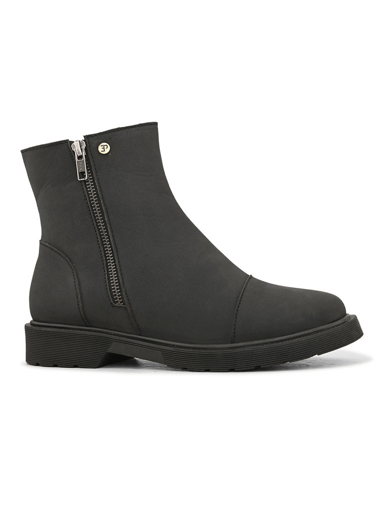 EL PASO Women Black Faux Leather Casual Chelsea Boots-2