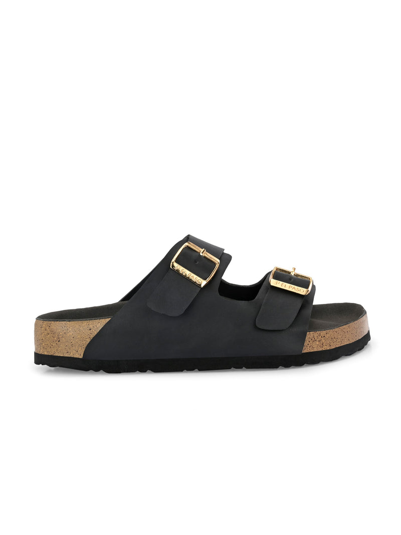 Luxurious Camel Leather Double-Strap Sandal For Women-63