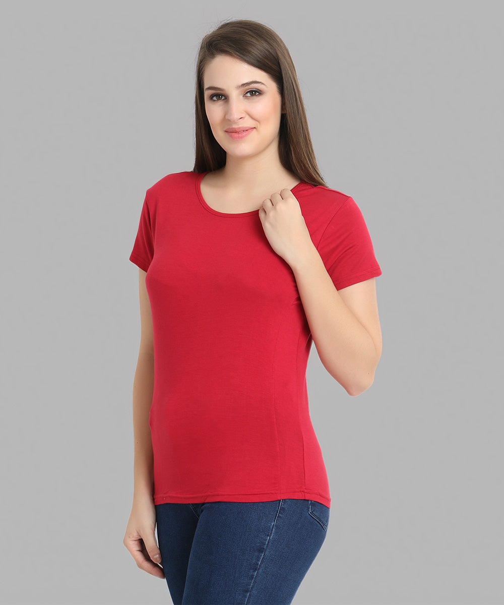 Naturefab Women's Organic Bamboo Tshirt Maroon-2