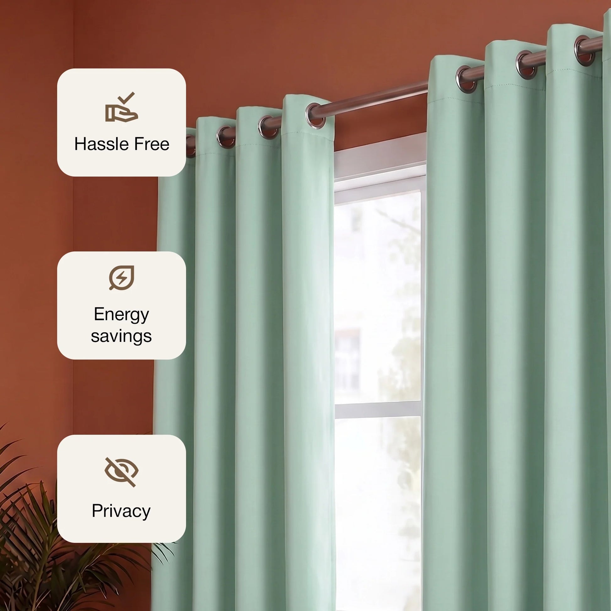 Fort Essential - Black Backing Blackout Curtain (Sage Green)-3