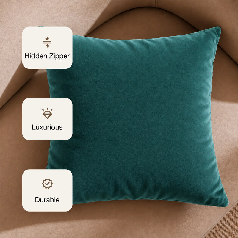 Fort Royal - Velvet Solid Dye Cushion Cover (Rama Green)-3
