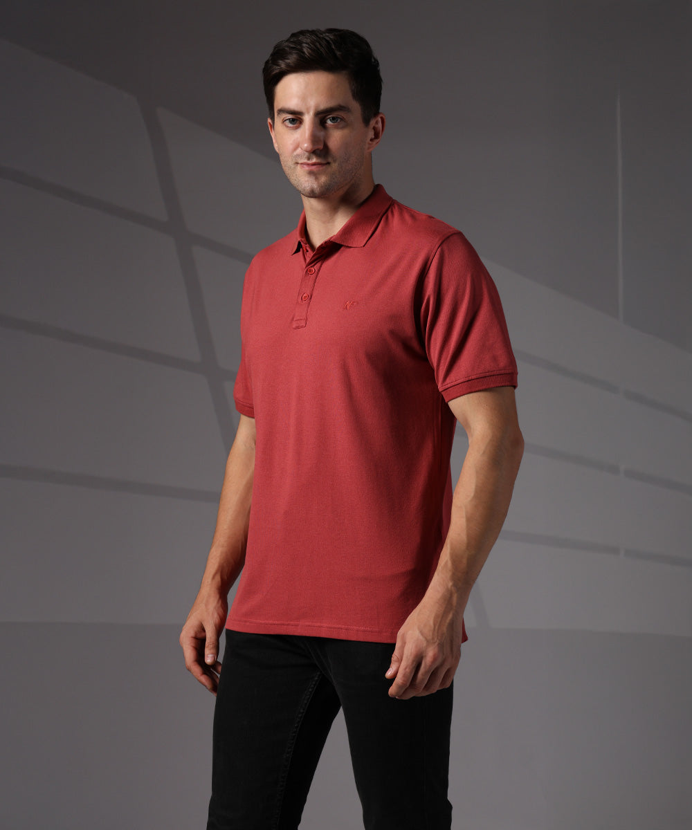 Naturefab Men’s Organic Bamboo Polo Tshirt Earth Red-2