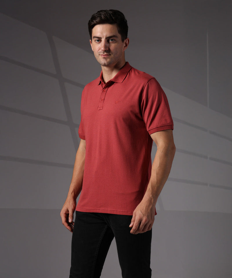 Naturefab Men’s Organic Bamboo Polo Tshirt Earth Red-2