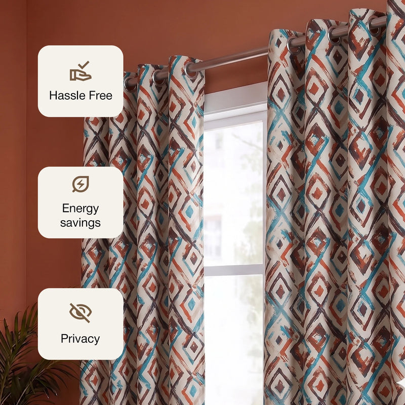 Imprimer Geometric - Digital Printed Blackout Curtain (Multicolor)-3