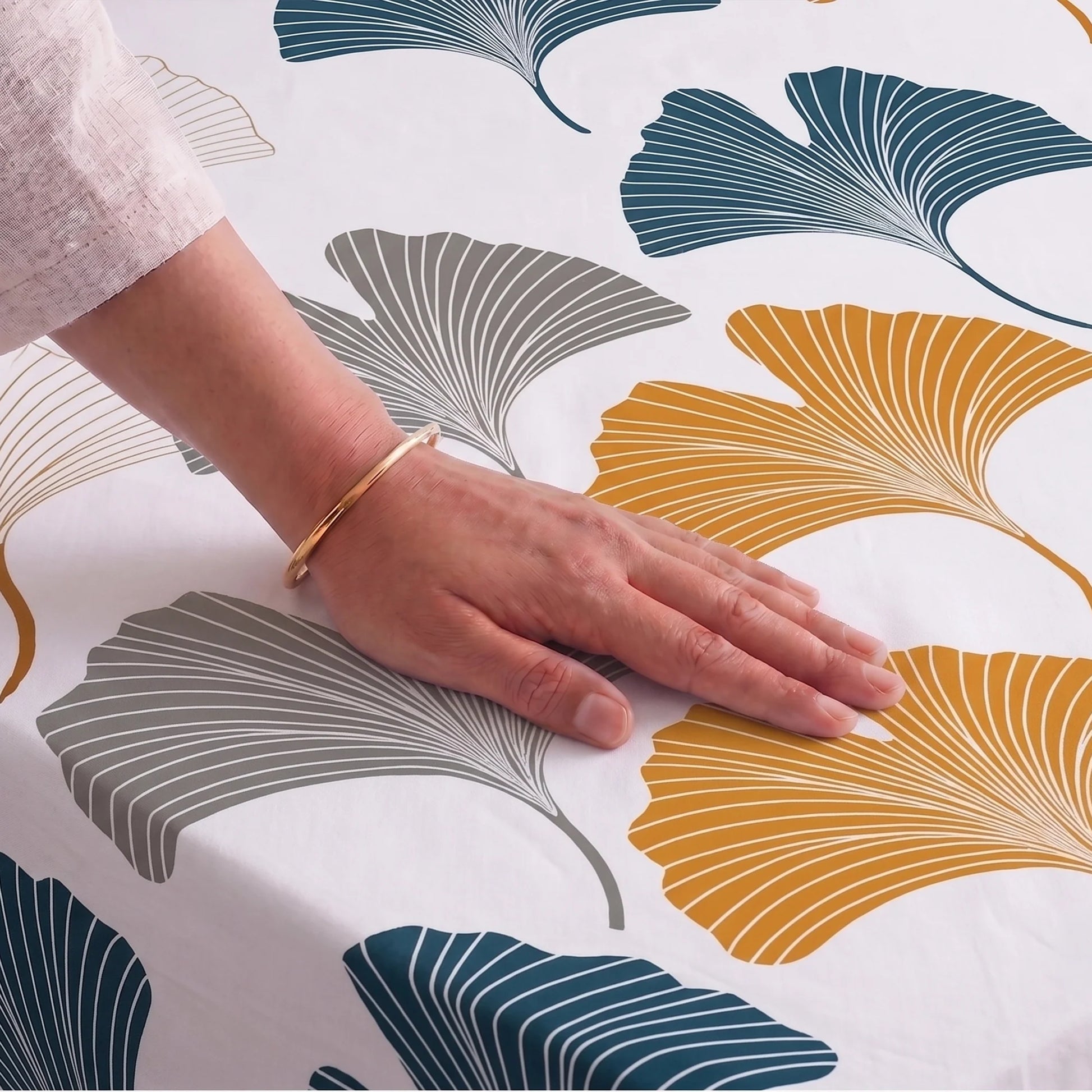 Imprimer Ginkyo - Floral Printed Bedsheet (Mustard & Grey)-3