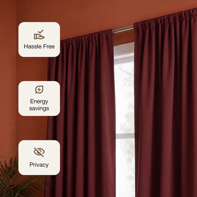 Fort Essential - Rod Pocket Blackout Curtain (Maroon)-3