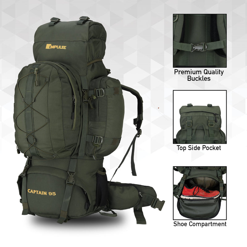 95 Litres Captain Green Trekking bag-3