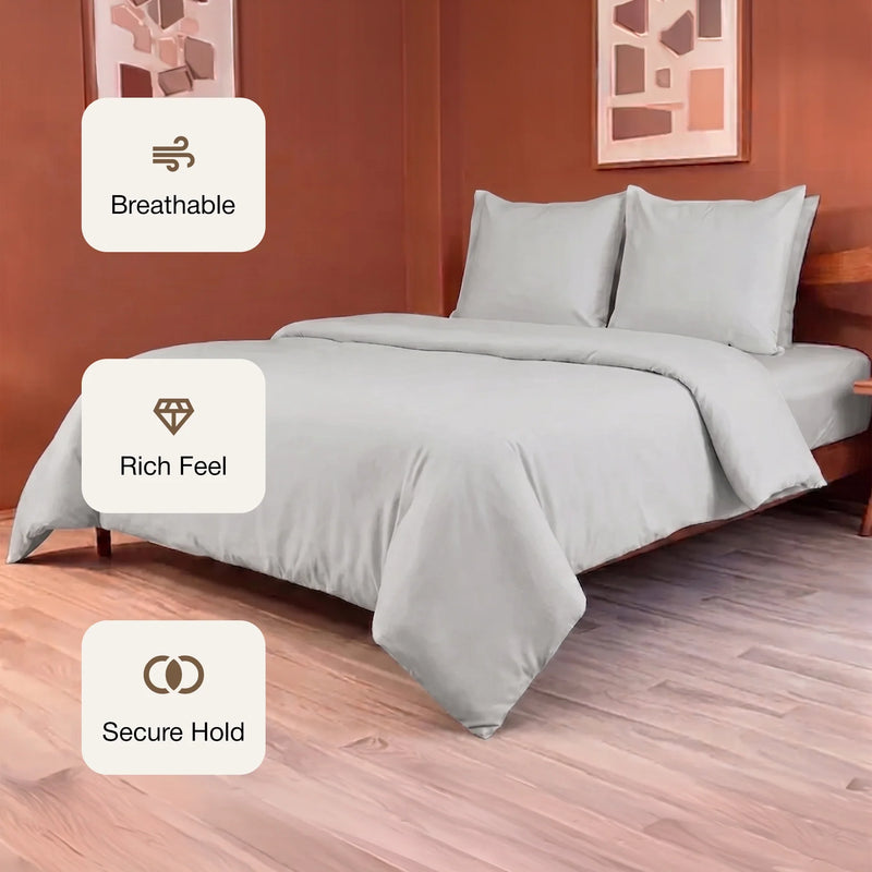 Fort Mellow - Solid Duvet Cover (Light Grey)-3