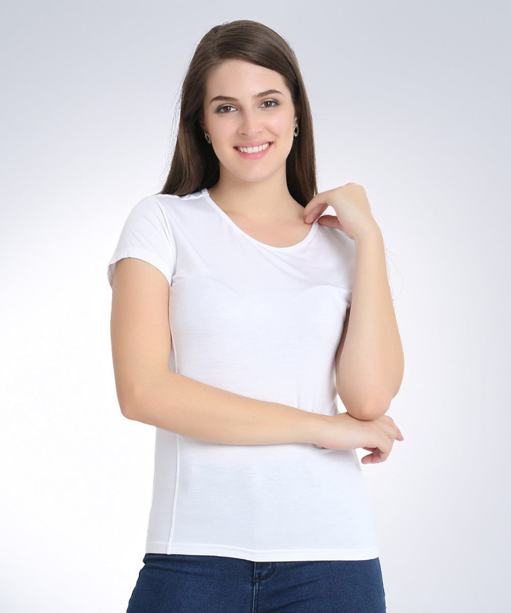 Naturefab Women's Organic Bamboo Tshirt White-1