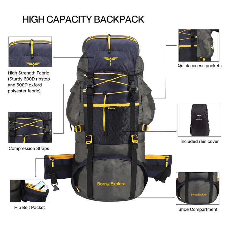 Rucksack trekking bag (Grey)-3
