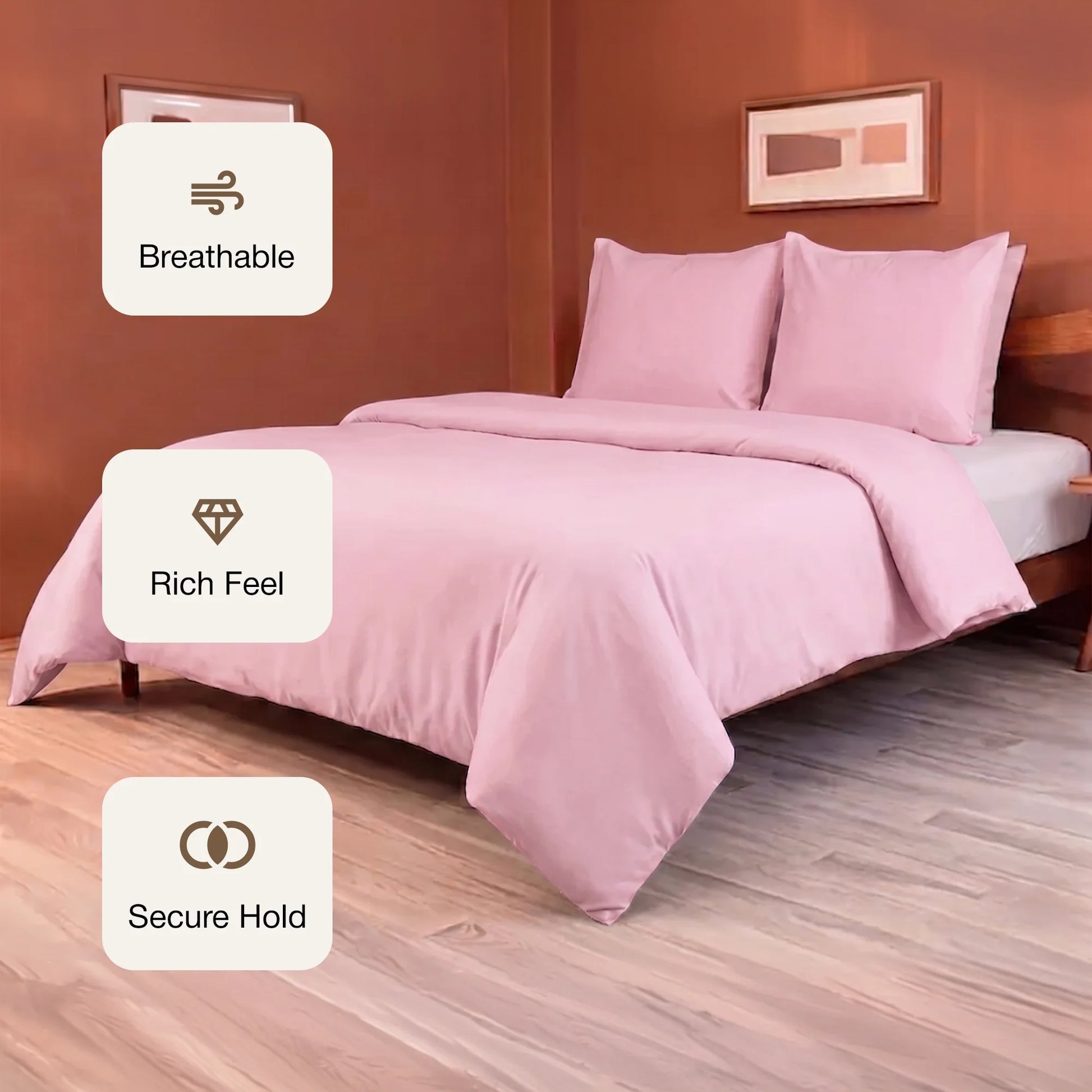 Fort Mellow - Solid Duvet Cover (Pink)-3