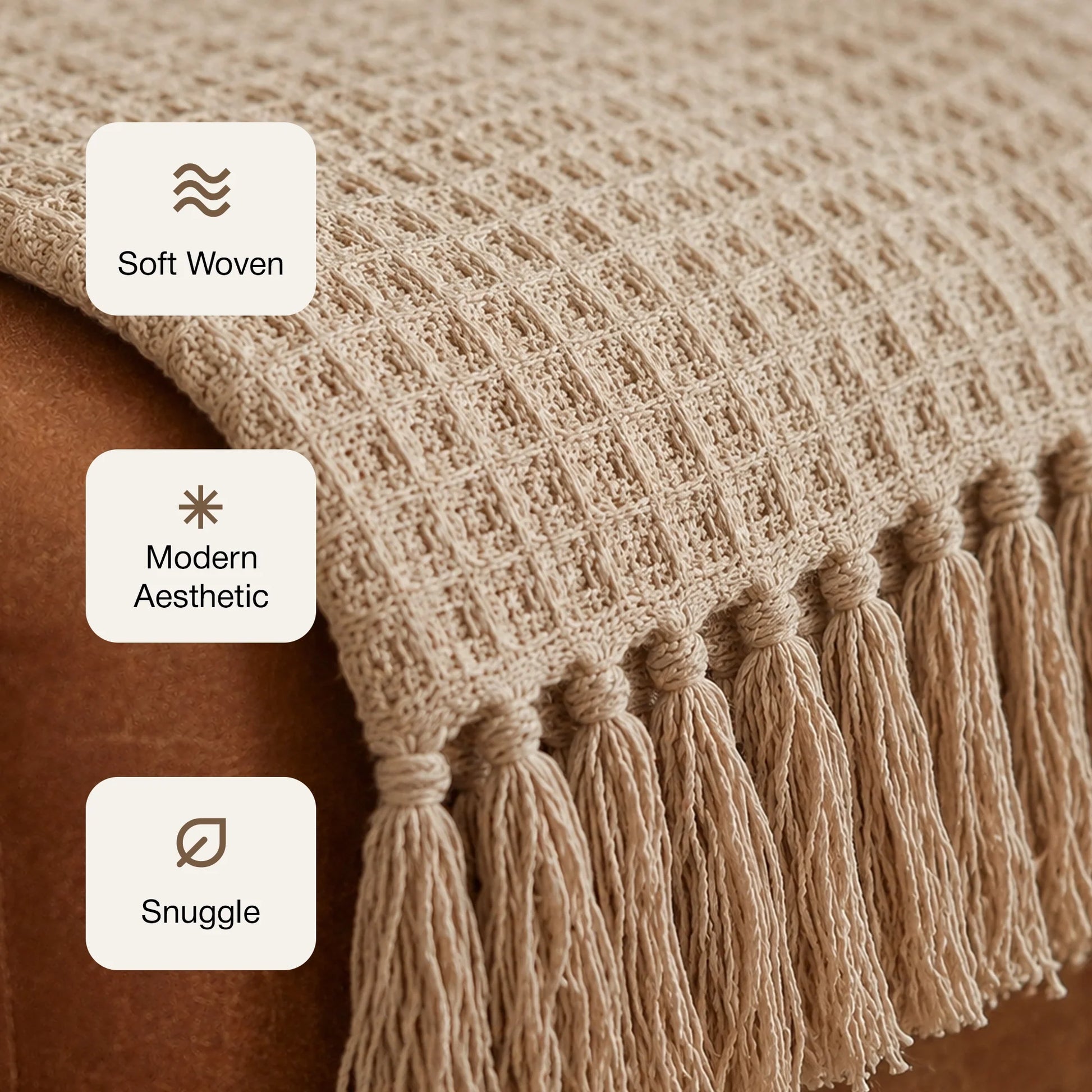 Beige - Waffle Throw-3