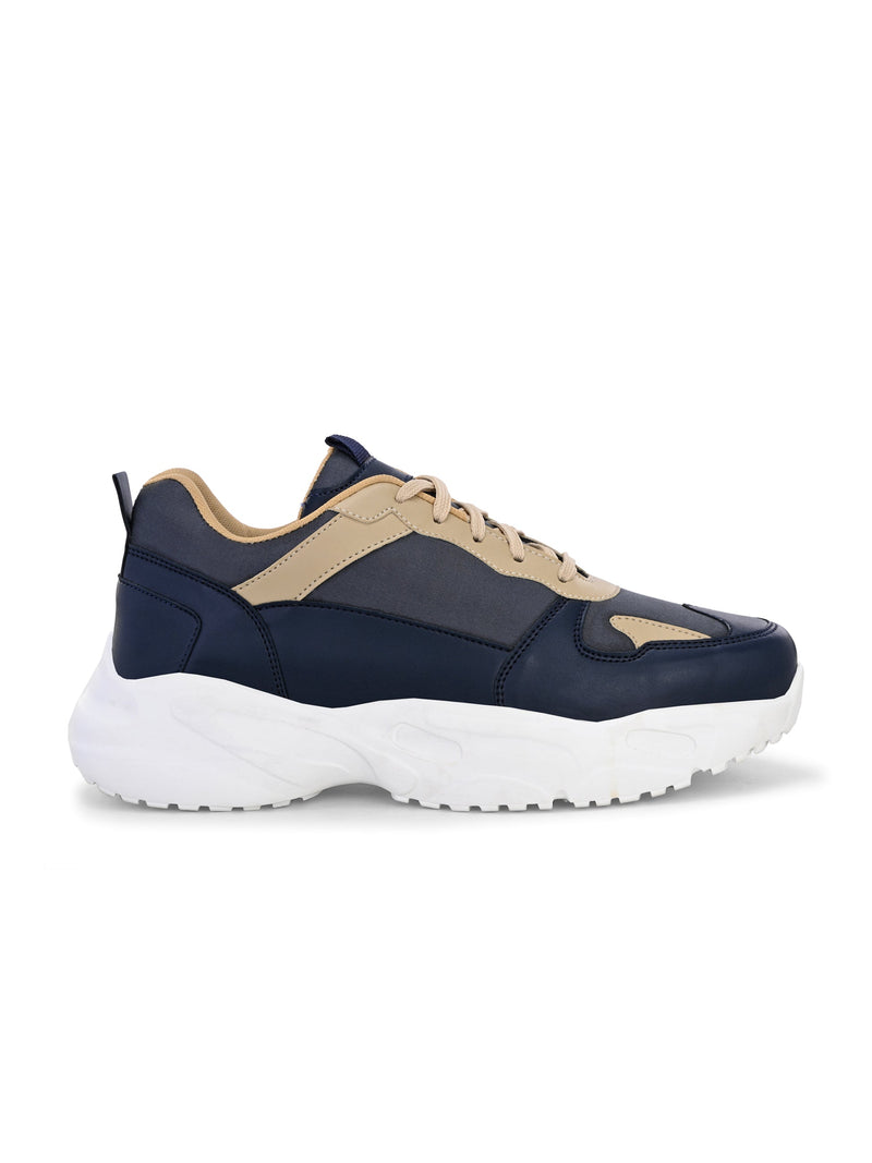 EL PASO Men Blue Faux Leather Casual Lace Up Sneakers-2