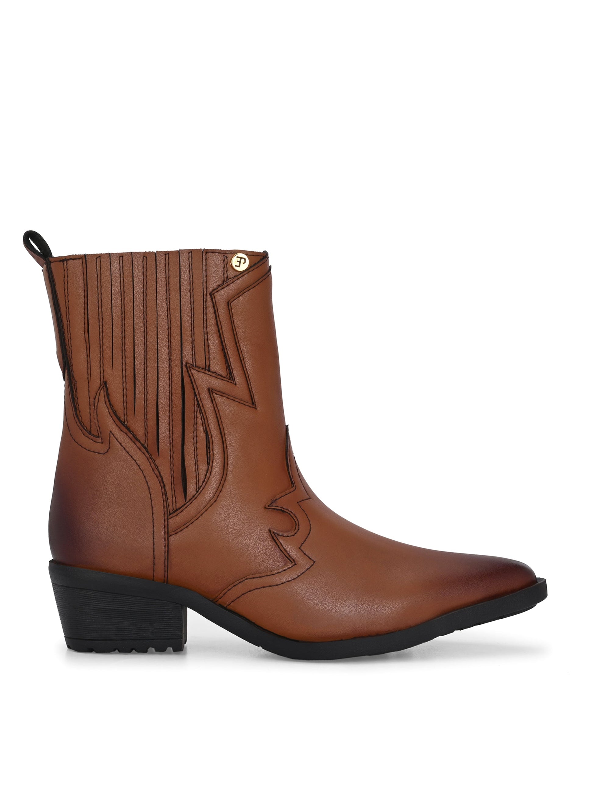 EL PASO Women Faux Leather Casual Slip On Cowboy Boots-12