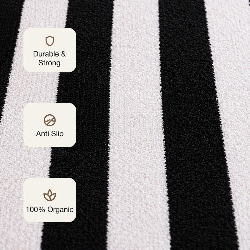 Breton Shadowplay - Plaid Rug (Black & White Stripe)-3