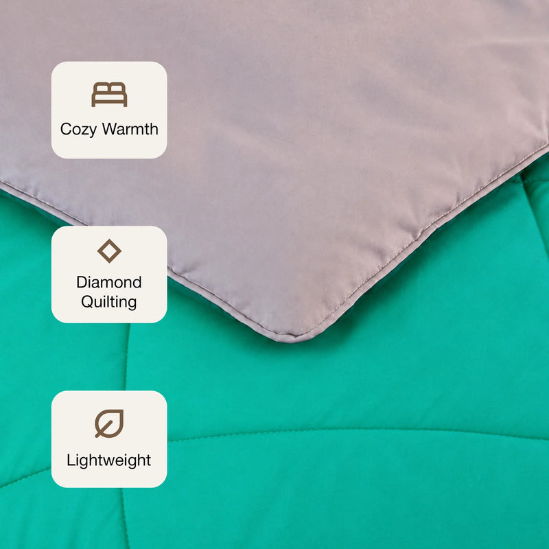 Fort - Box Stitch Duvet Comforter (Parrot Green & Aqua Green)-3
