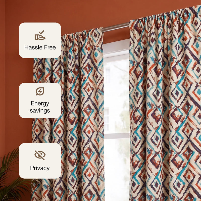 Imprimer Geometric - DP Rod Pocket Blackout Curtain (Multicolor)-3
