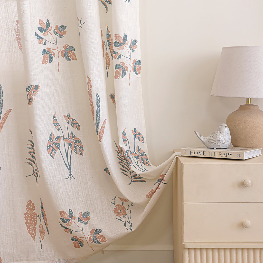 White Lunaria Garden Eyelet Printed Sheer Curtain-3