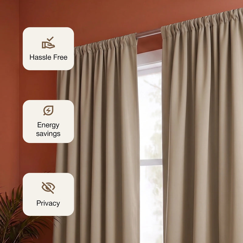 Fort Essential - Rod Pocket Blackout Curtain (Beige)-3