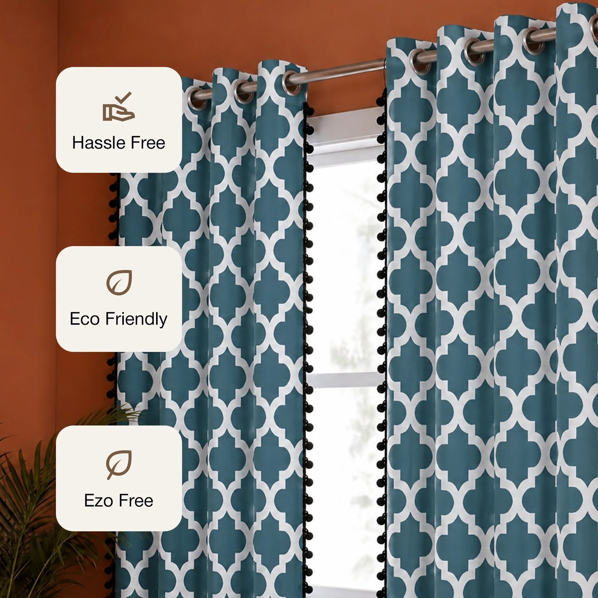 Imprimer Handpicked Soleil - Printed Semi Blackout Curtain (Blue)-3