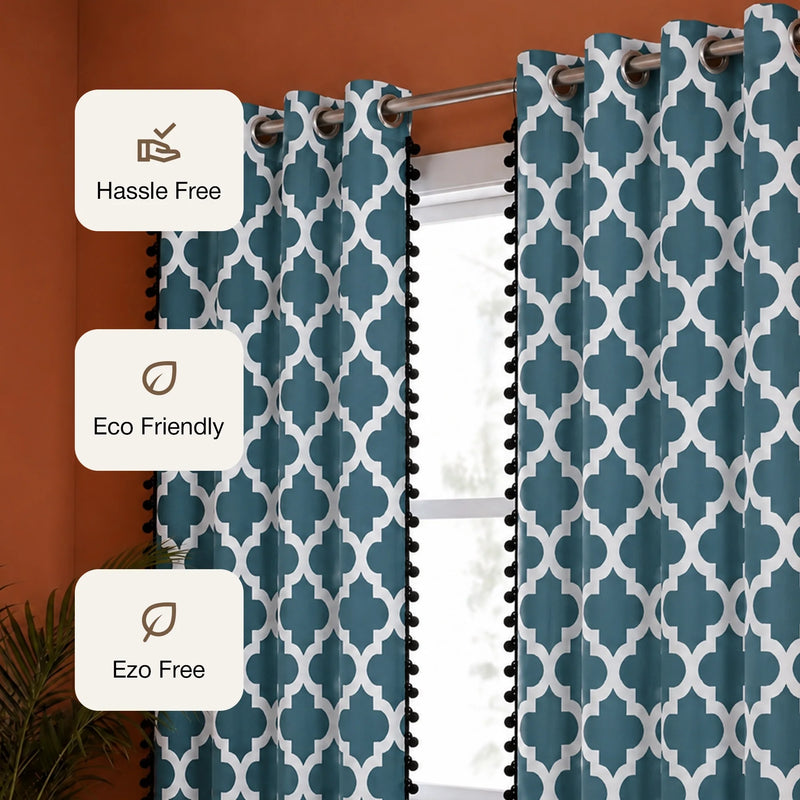Imprimer Handpicked Soleil - Printed Semi Blackout Curtain (Blue)-3