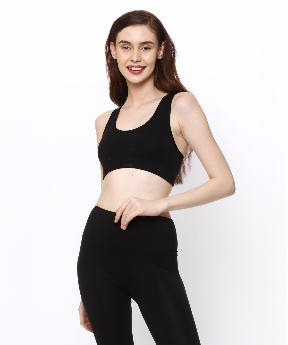 Naturefab Women's Bamboo Sports Bra Black-1