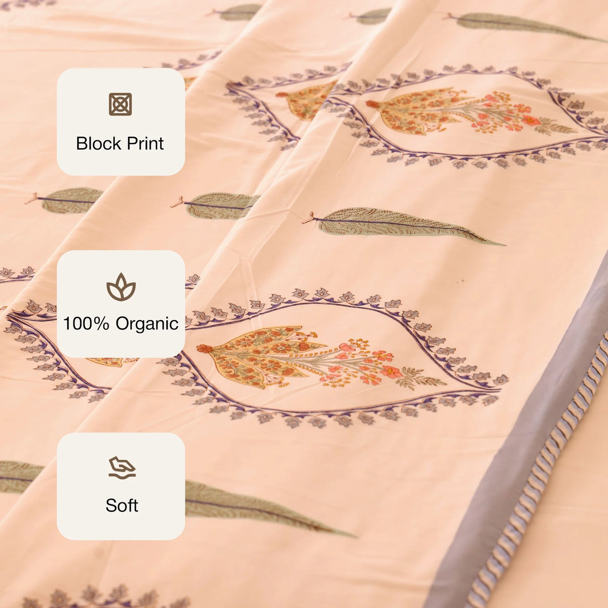 Saffron Buta - Handblock Dohar-3
