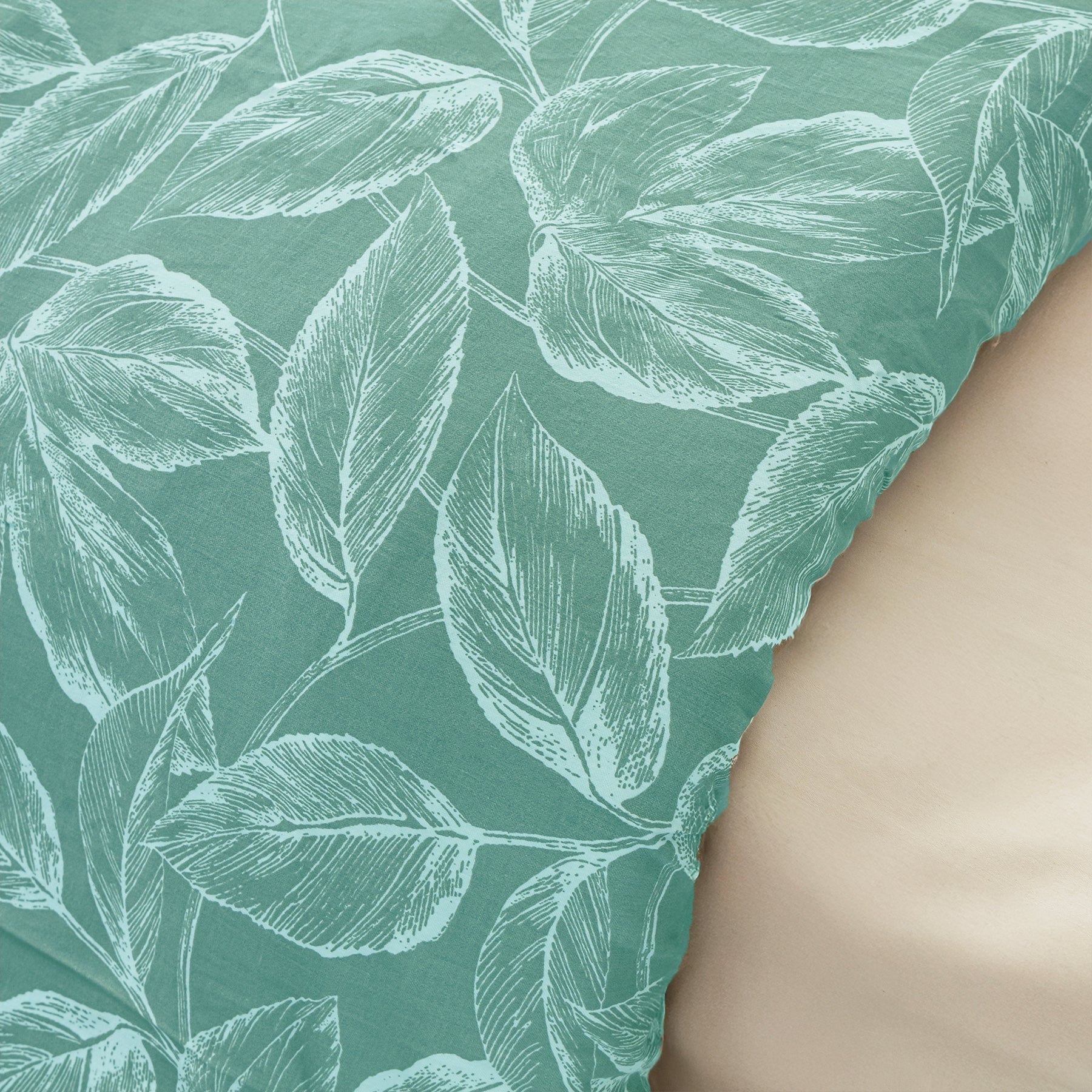 Imprimer Lilac - Leaf Printed Duvet Cover (Aqua Blue)-3