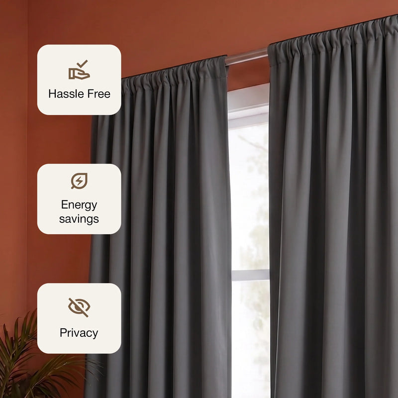 Fort Essential - Rod Pocket Blackout Curtain (Grey)-3