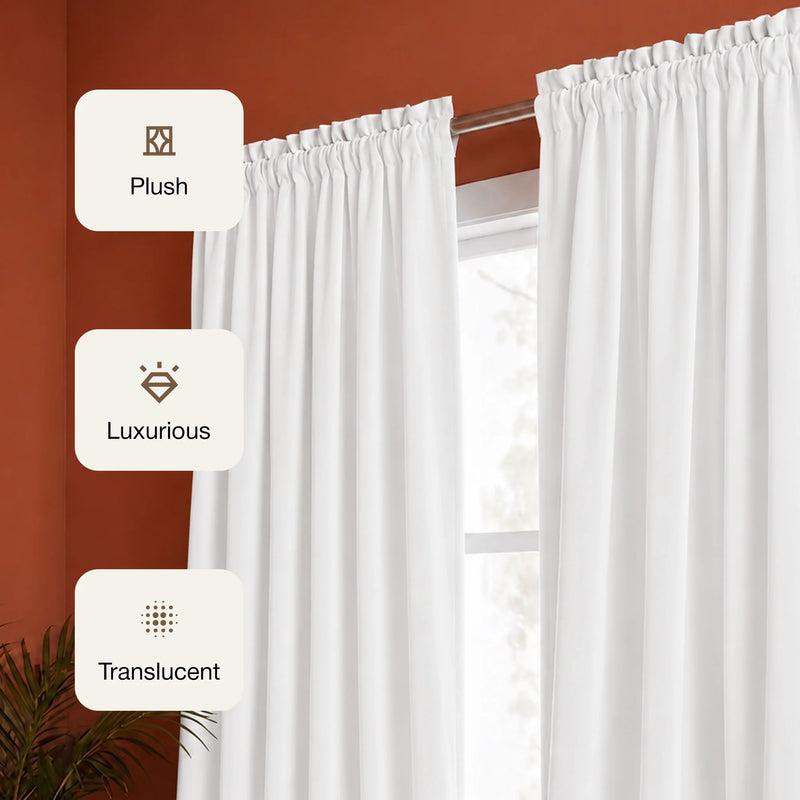 Fort Royal - Rod Pocket Velvet Curtain (White)-3
