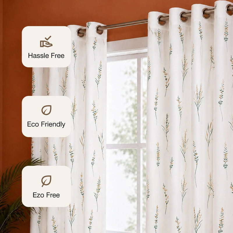 Leafscape Yellow & Green - Printed Eyelet Duck Curtain-3