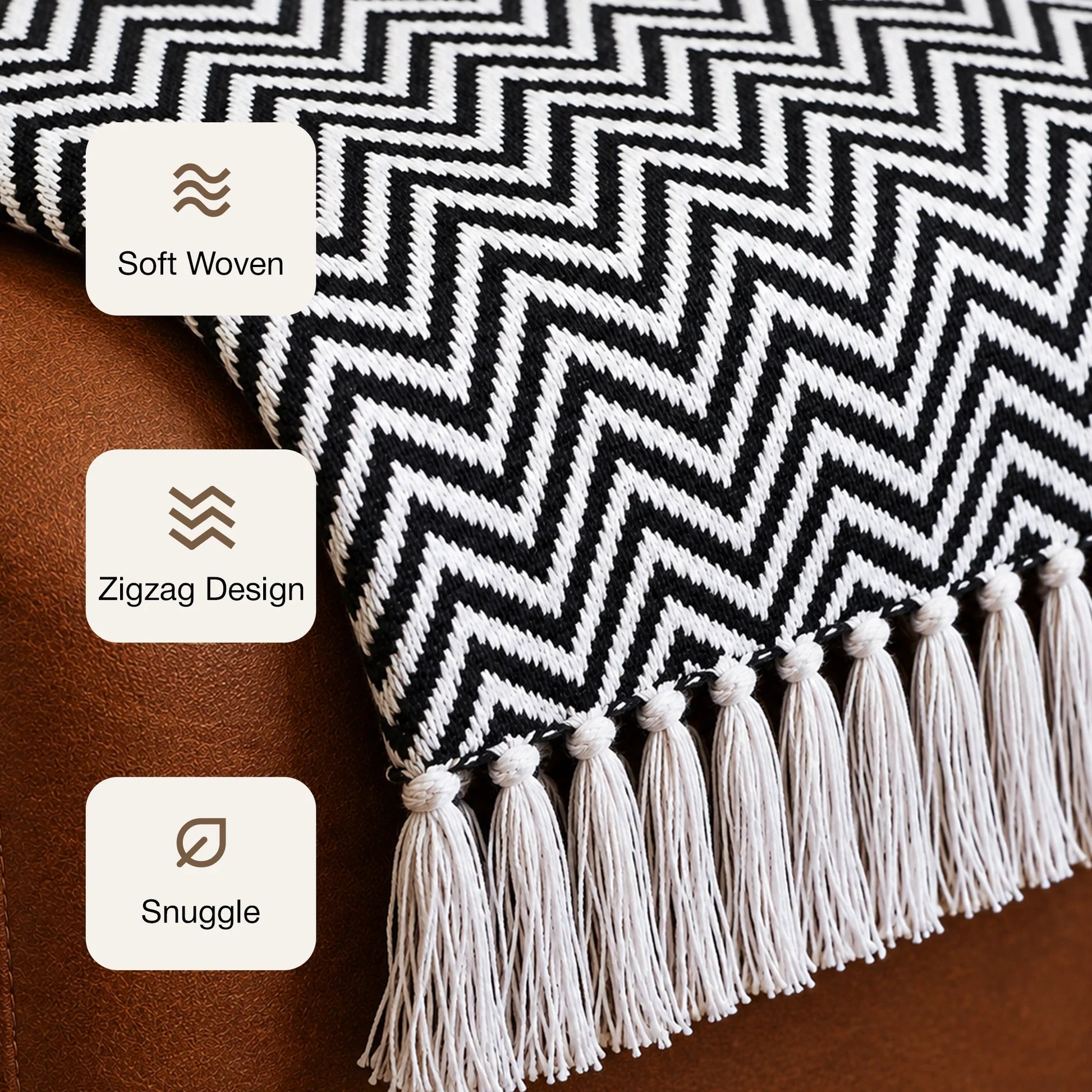 Tessitura Black Chevron - Throw-3