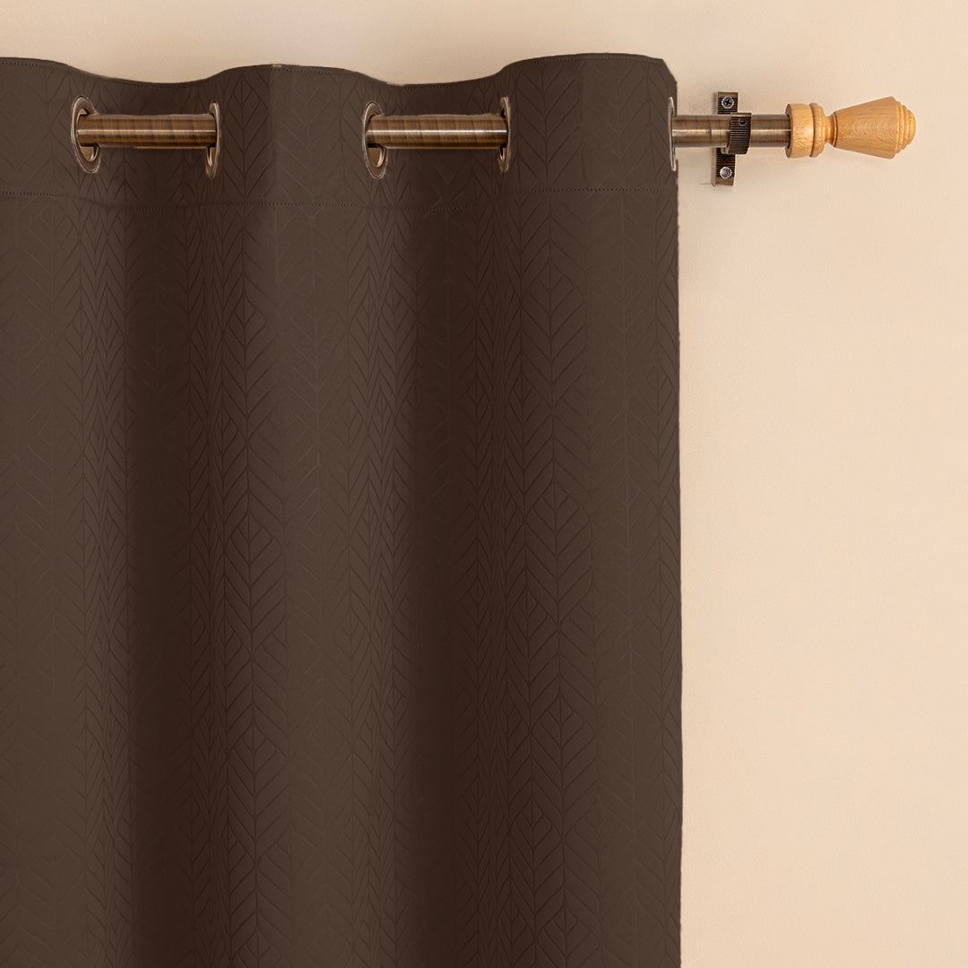 Fort Essential Embossed - Eyelet Black Backing Blackout Curtain (Brown)