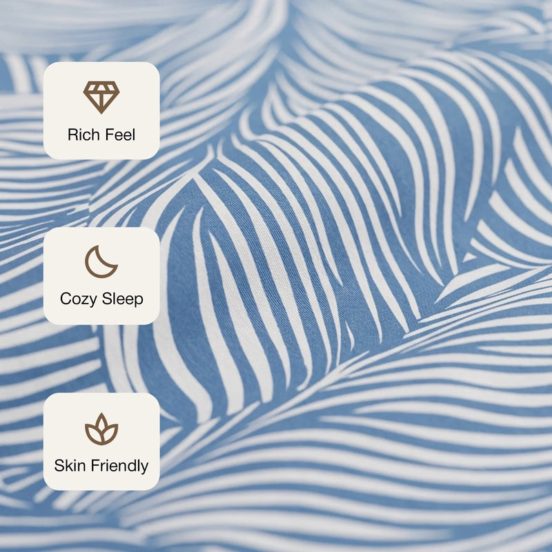 Blue Feather - Bedsheet (Blue & White)-3