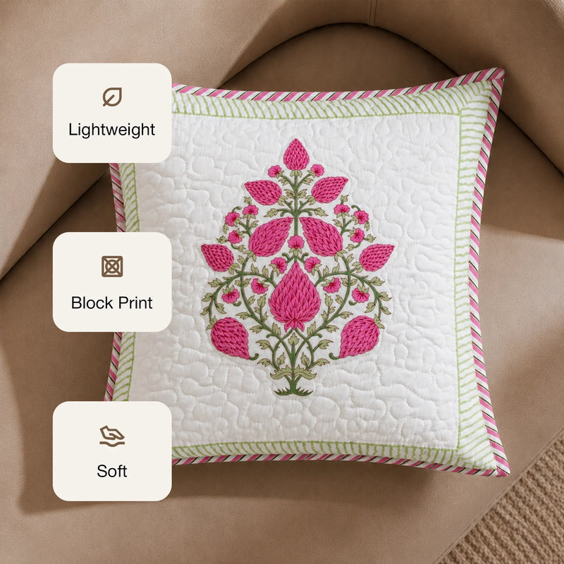 Fort Sawtooth - Quilted Cotton Cushion Cover (Pink)-5