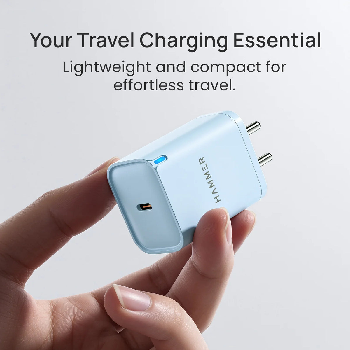 Hammer 25W Fast Type C Charger for Samsung and iPhone with PD, PPS Technology Without Cable (Sky Blue)-3