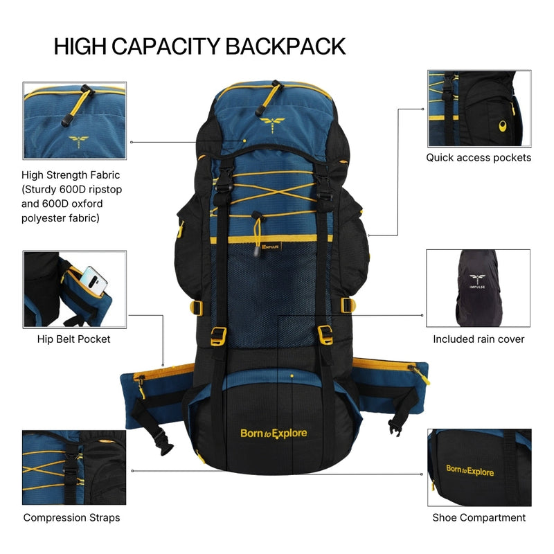 Rucksack trekking bag (Blue)-3