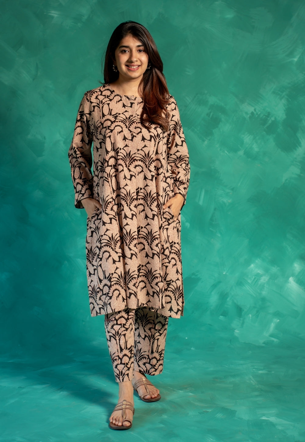 Kaaya Black Bagru Cotton Straight Co-Ord Set