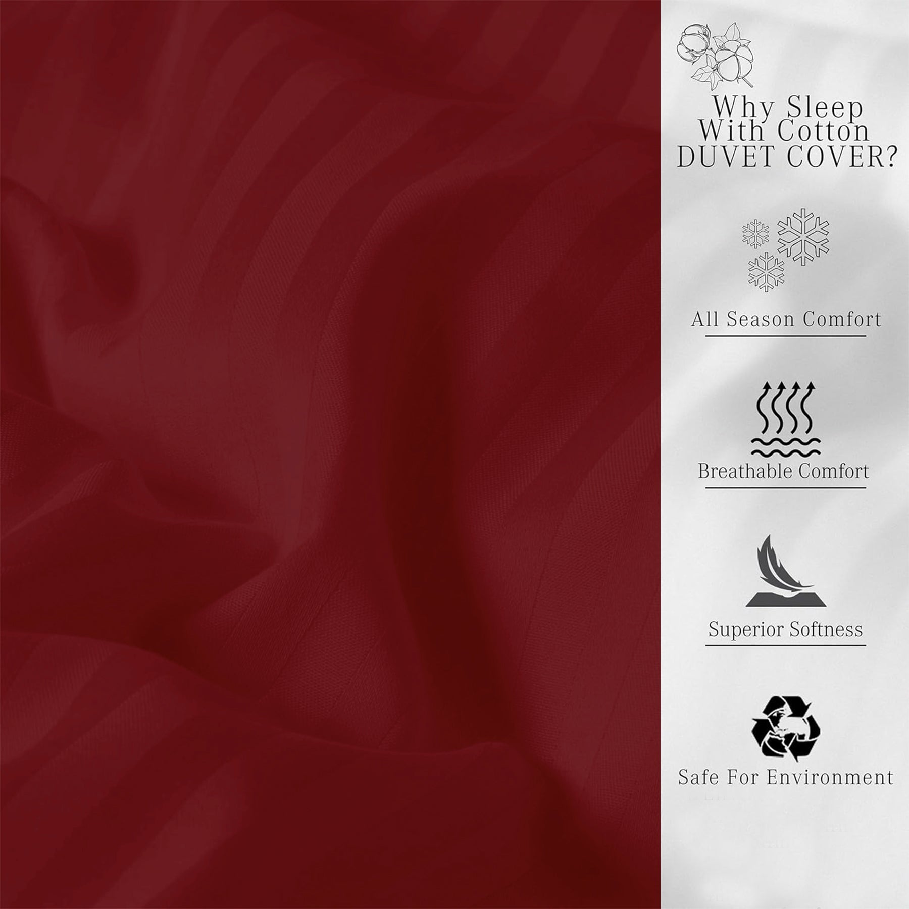 Breton Mellow - Satin Striped Duvet Cover (Maroon)-4