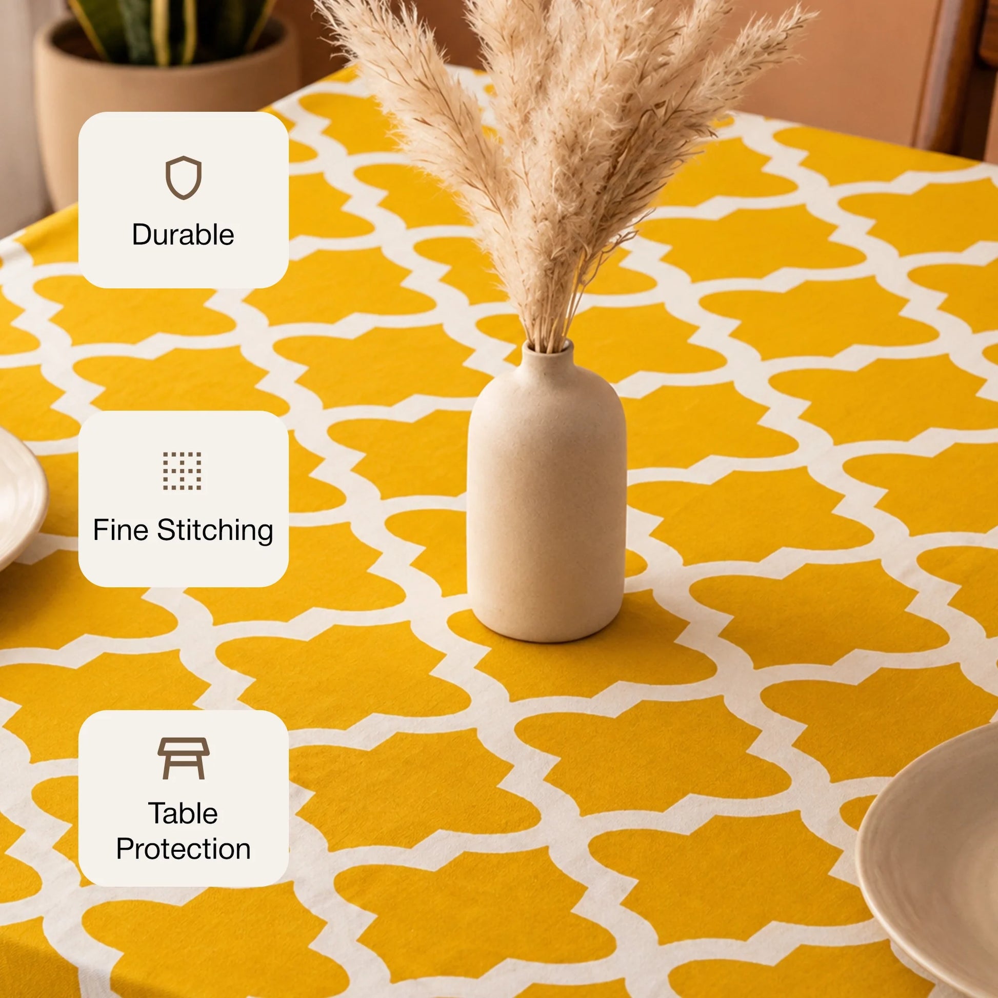 Imprimer Quatrefoil - Printed Dining Table Cover (Yellow)-3