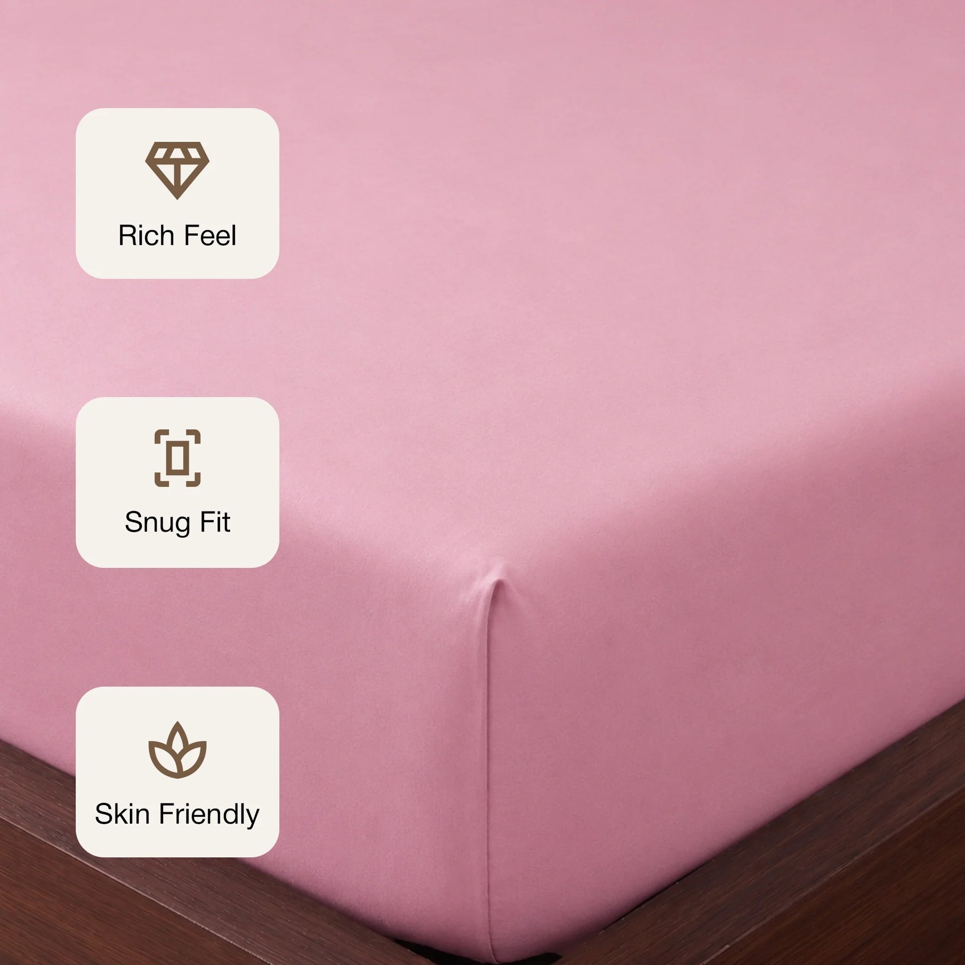 Fort Sublime - Solid Fitted Bedsheet (Pink)-3