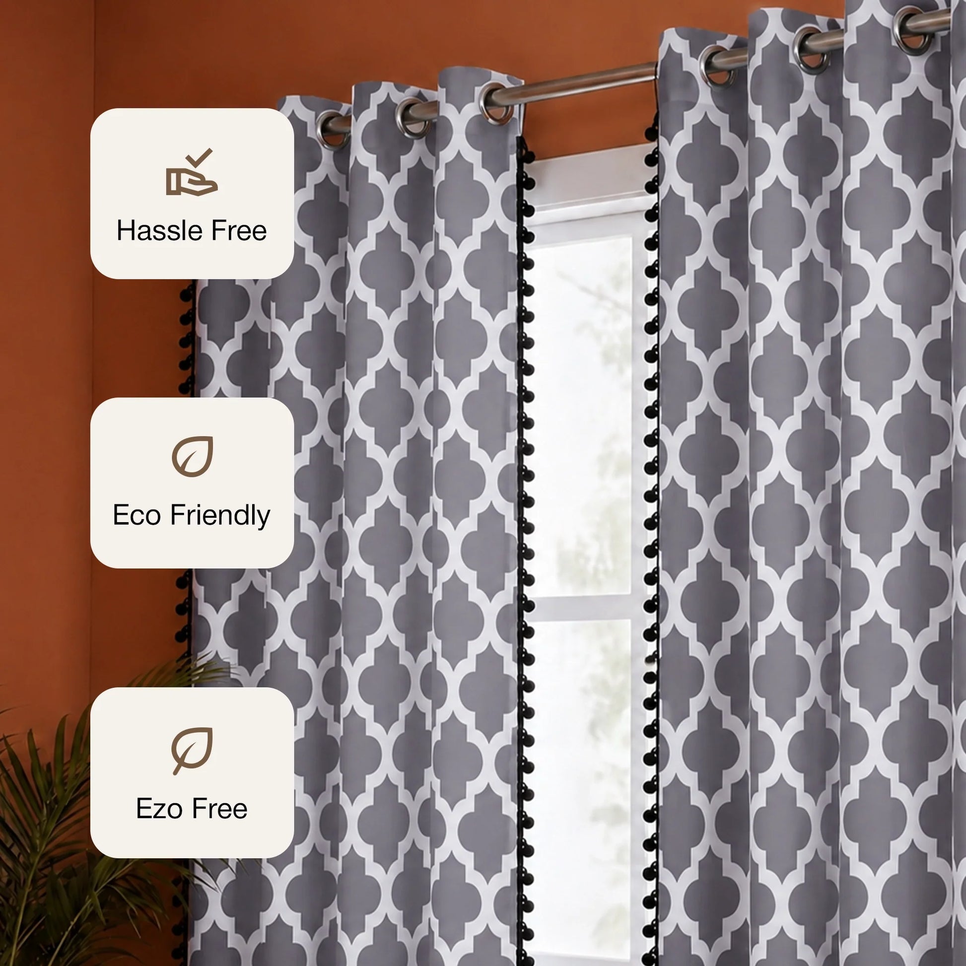 Imprimer Handpicked Soleil - Printed Semi Blackout Curtain (Grey)-3