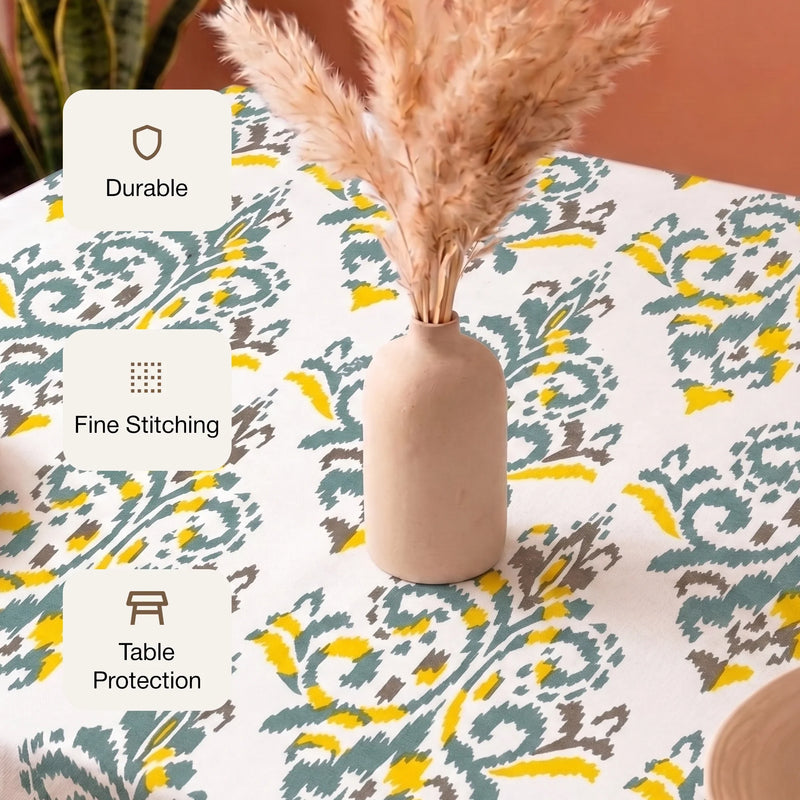 Imprimer Ikat - Printed Dining Table Cover (Yellow)-3