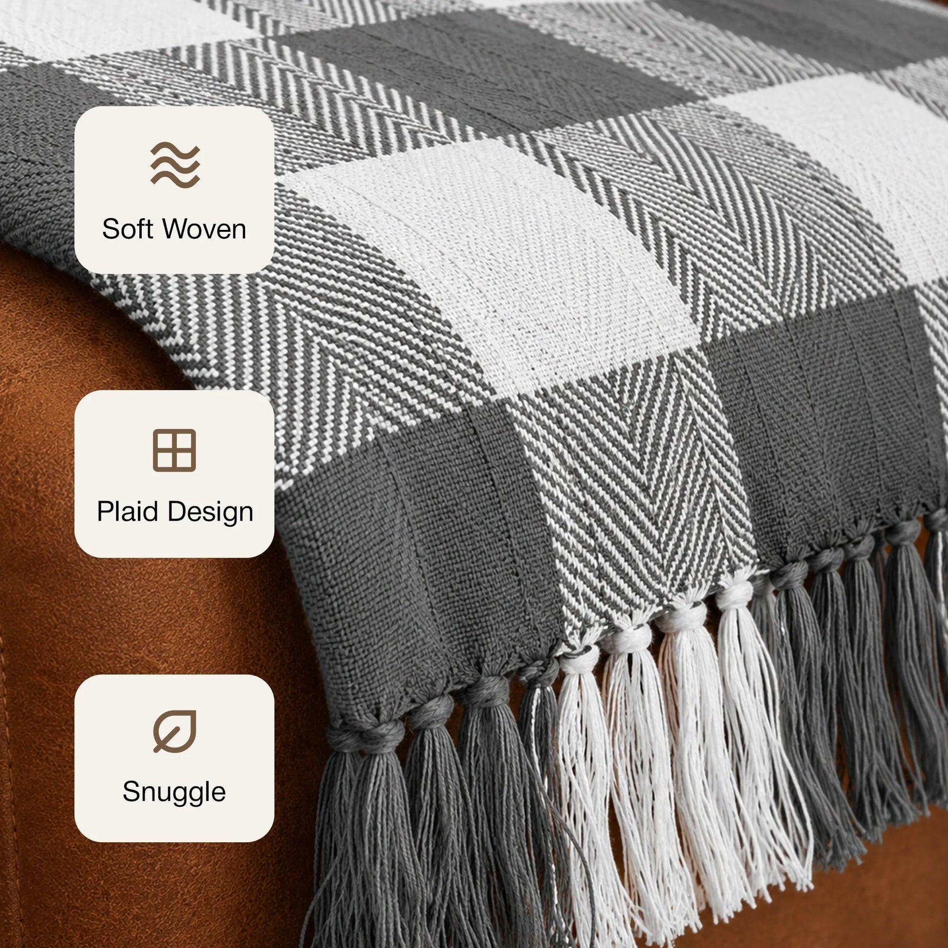 Breton Grey Harlequin - Plaid Woven Throw-3
